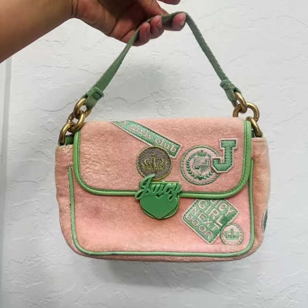 Juicy Couture Pink and Green Shoulder Bag